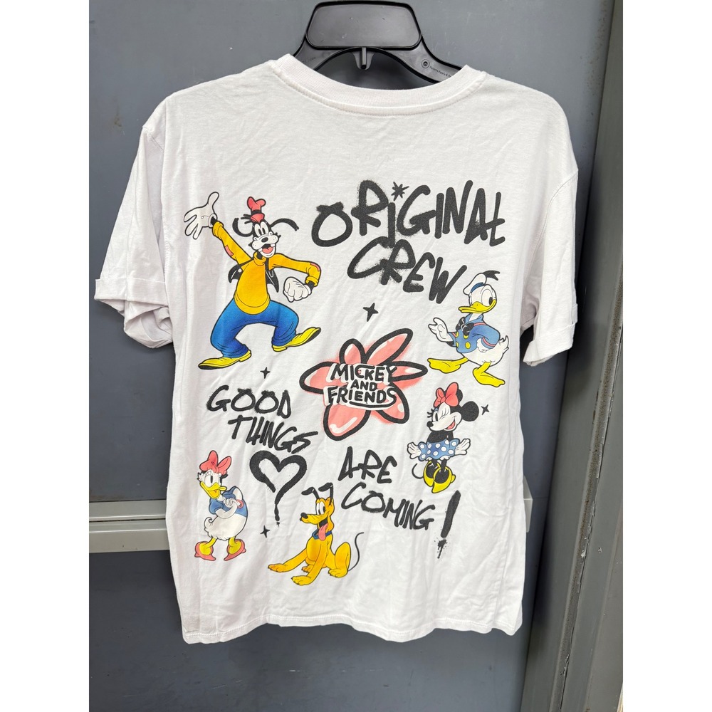 Disney Mickey Mouse and Friends Original Crew Graphic T-Shirt White Medium 7-9